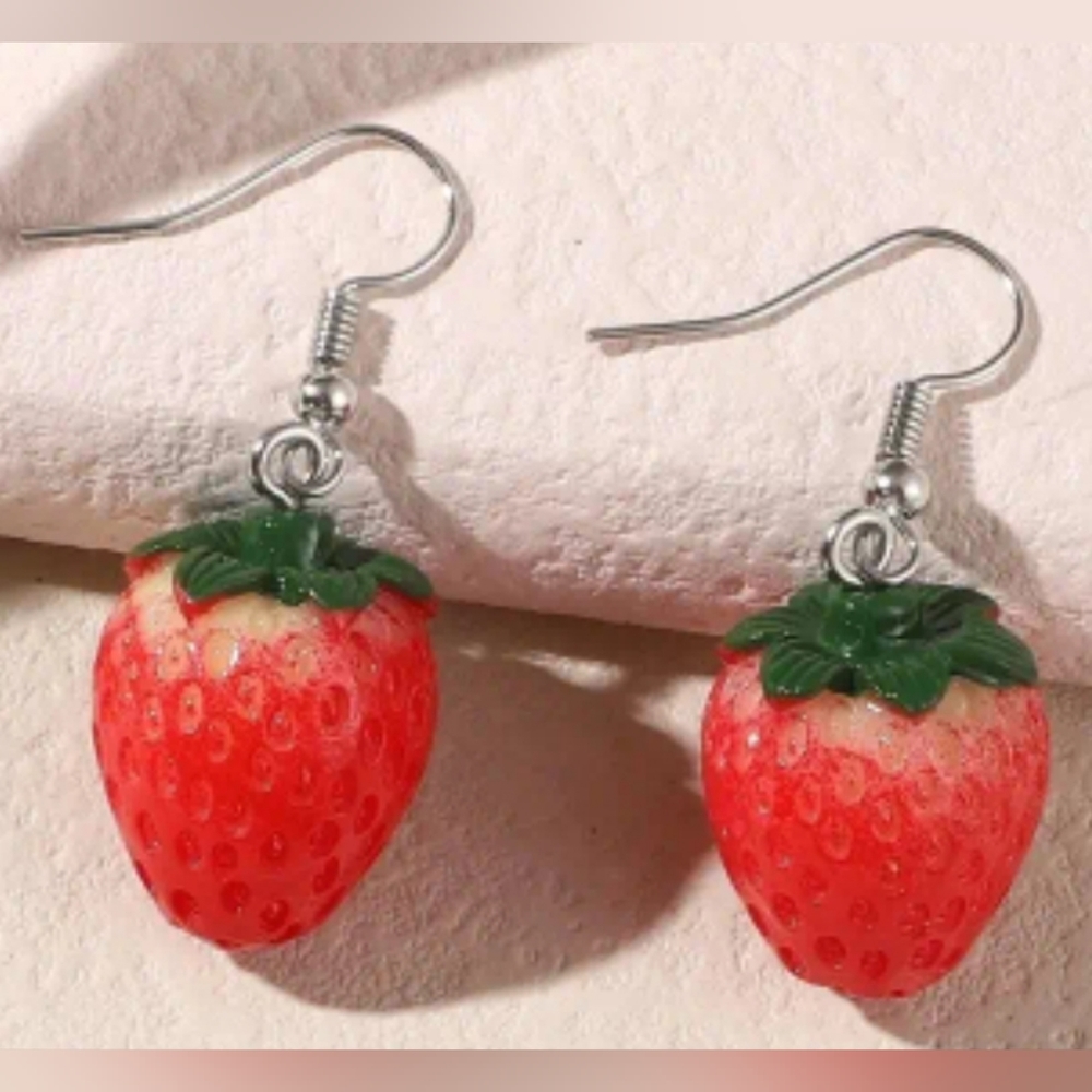 Resin Strawberry Earrings